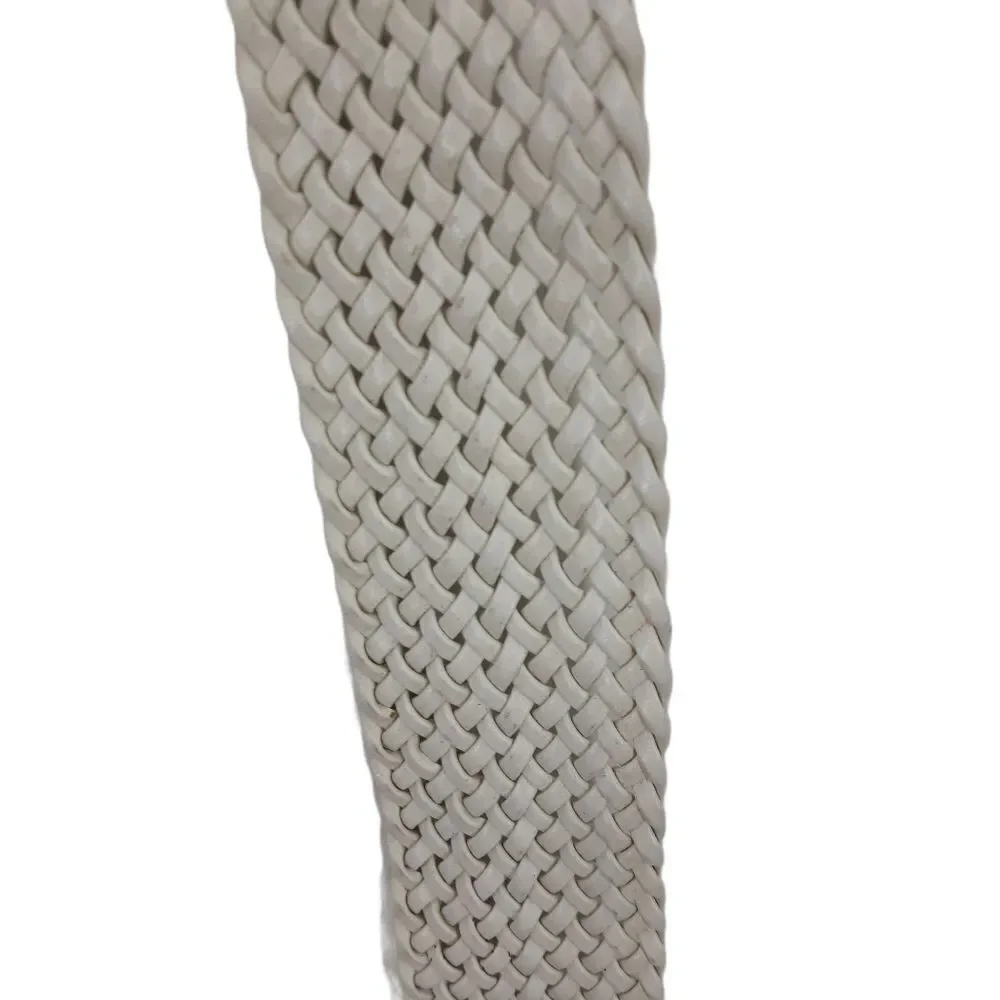 White Country‎ Braided Basket Weaved Wide O-ring Belt 2.5